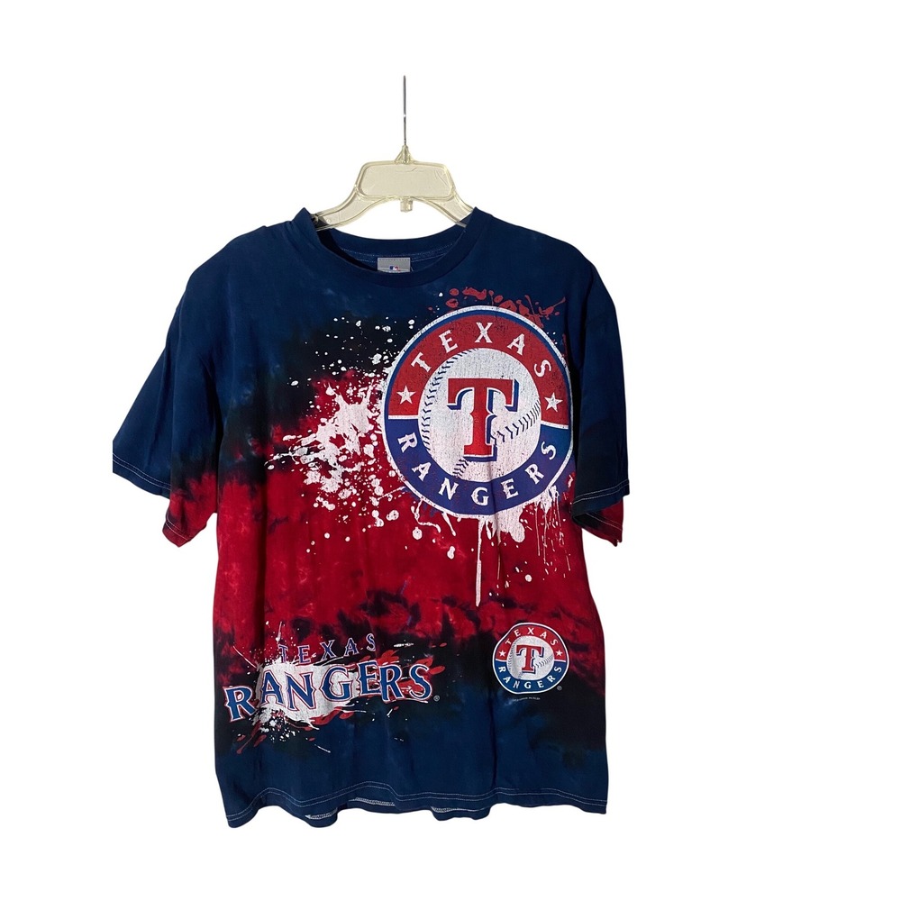 Texas Rangers TShirt LG MLB Genuine Merchandise Tie Dye Paint Splatter Blue Red